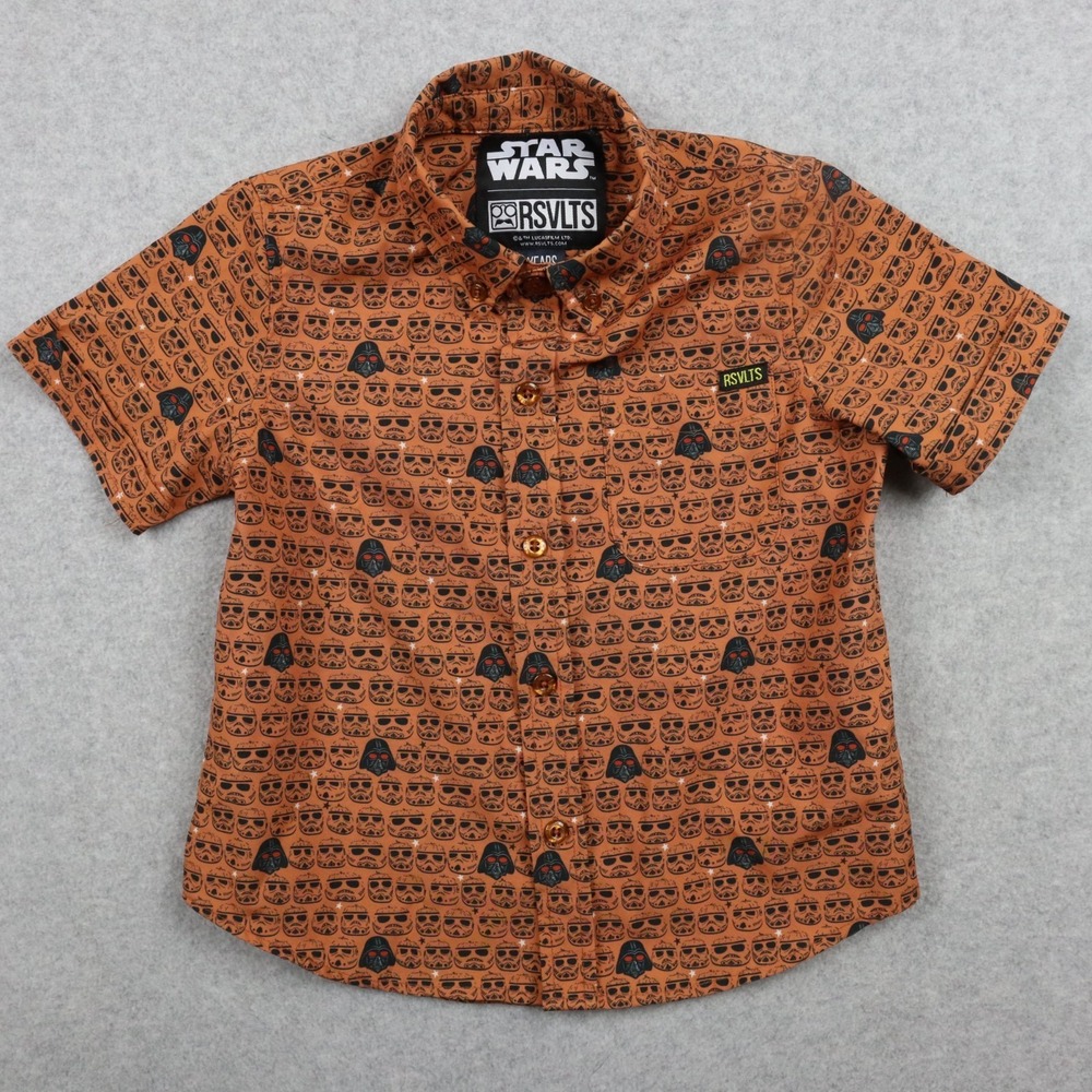 RSVLTS Star Wars Shirt Boys 3 Years Carved Wars Button Up Orange Short Sleeve